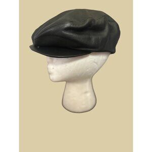 Genuine Leather Newsboy Cap By A. Adams & Spire size Medium Black